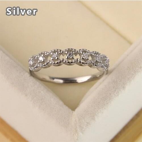 S925 silver ring Korean fashion inlaid with flash diamond zircon hollow flower simple ring female engagement ring