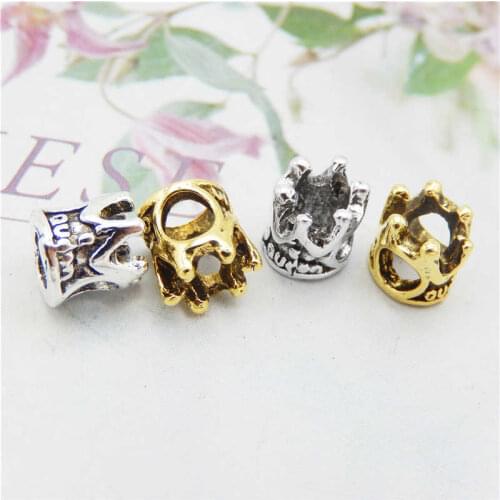 Julie Wang 20PCS 7mm Crown Beads Small Spacer Bead Antique Colors Bracelet Jewelry Making Accessory Findings Wholesale