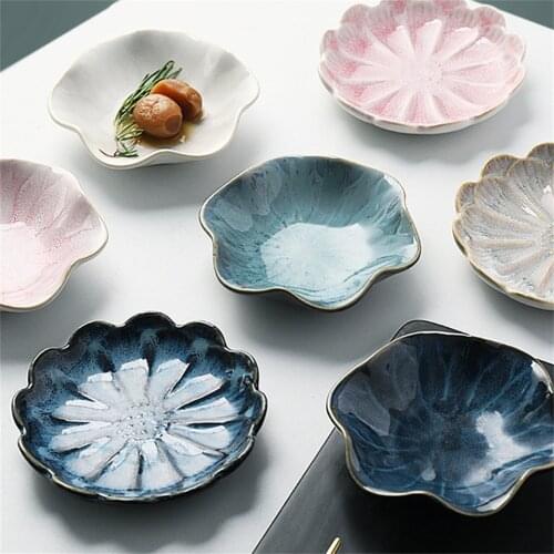 Kitchen Ceramic Oil Vinegar Butter Dishes Soy Sauce Dipping Bowls Mini Dish Japanese-style Appetizer Plates Snack Tray 1 PCs
