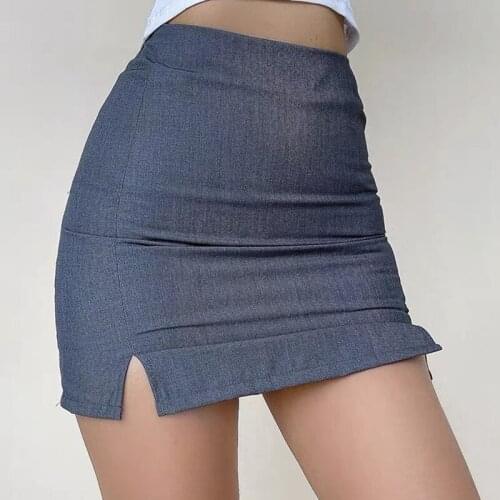 Mini Skirts Yk2 Indie High Waisted Slit Skirt Black Tight Skirt Shorts Plad Bottoms Womens Summer Clothes Clothing Aesthetic