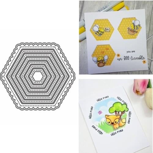 Layered Hexagonal Honeycomb Metal Cutting Dies Stencil For DIY Scrapbooking Decorative Crafts Paper Cards Making 2020 Hot Sale