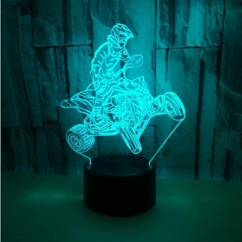 Cool Motor Racing Sport 3D Night Lights 7 Color Changing USB Motorcycle Table Desk Lamp for Kids Birthday Motocross Ride Gift