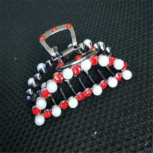 Trendy Pearl Hair Clips Wedding Hair Jewelry Rhinestone Crystal Hair Claws Women Geometric Crab Clip Hair Ornaments Gift