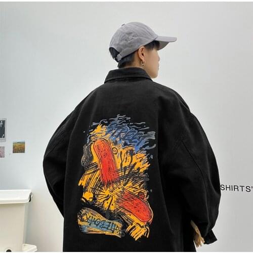2021 Mens Blue Korean Fashion Denim Jacket Male Causal Hip Hop Windbreaker Men Streetwear Vintage Oversized Jean Jacket Coat