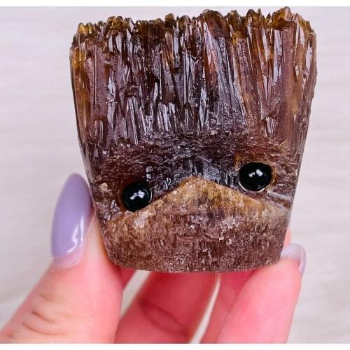 Natural Yellow Calcite Gem Hedgehog Rough Rock Mineral Specimens Home Decor