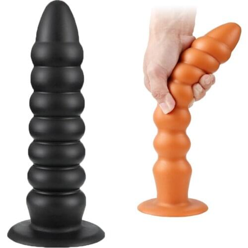 Newest Super Soft Liquid Silicone Big Dildo Butt Plug Thread Meat Tower Anal Plug Dilator Bead Massage Prostate Adult Sex Toy