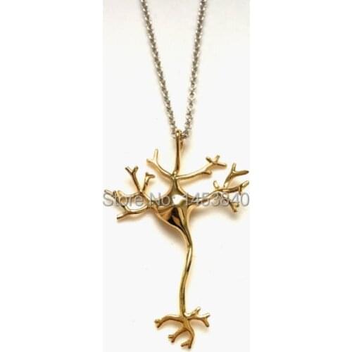 Wholesale Science jewelry dendrites neuron necklace - 3D printed neuron pendant wearable nerve cell - brain cell 12pcs/lot
