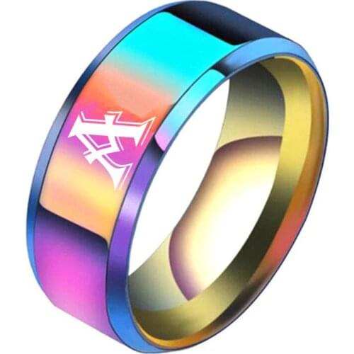 8MM Personalised Initial Ring Engrave A to Z Alphabet Stainless Steel Signet Blank Plain Ring Band 12 Zodiac Ring For Men Women