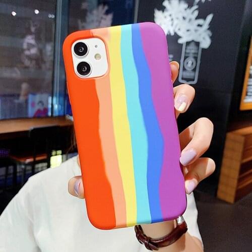 Original Rainbow Liquid Silicone Phone Case For iPhone 11 Pro Max 12 Mini X XS XR 7 8 Plus SE 2020 Shockproof Soft Bumper Cover
