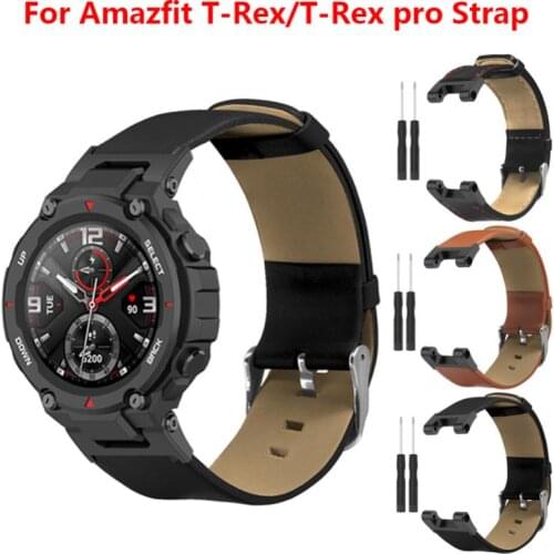 Personalized Strap Replacement Leather Strap Watch Band For Amazfit T Rex Smart Bracelet Replacement Wristband For Amazfit T-Rex