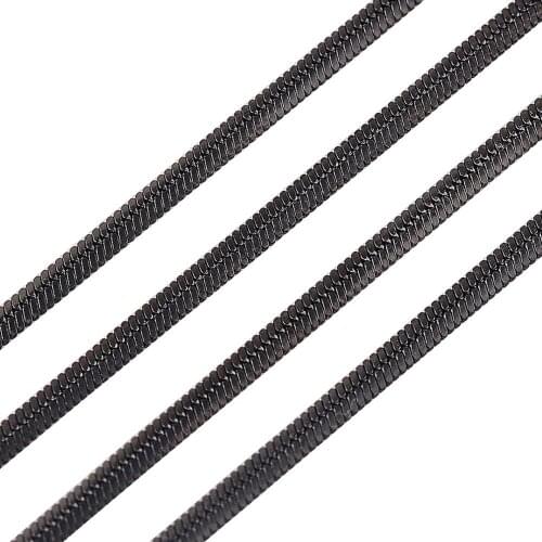 Fashion Width 1/2mm Women and Men Flat Chain 316L Stainless Steel Necklace For High Quality Black Color Chain Jewelry