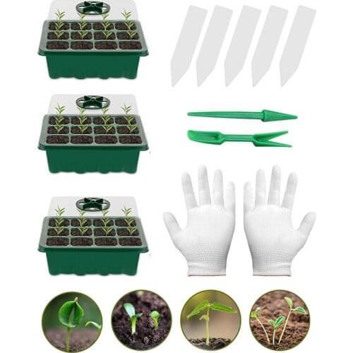 Practical Garden Nursery Potted Seedlings Set Plastic Moisturizing Hydroponic Pot with Dome and Base