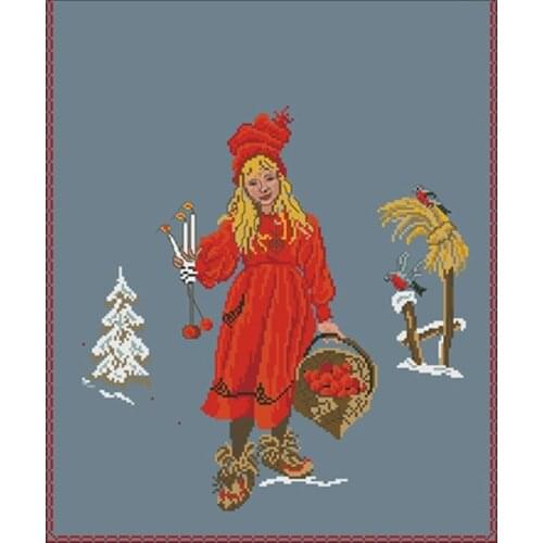 Christmas girl holding candle Counted Cross Stitch 11CT 14CT 18CT DIY Chinese Cross Stitch Kits Embroidery Needlework Sets