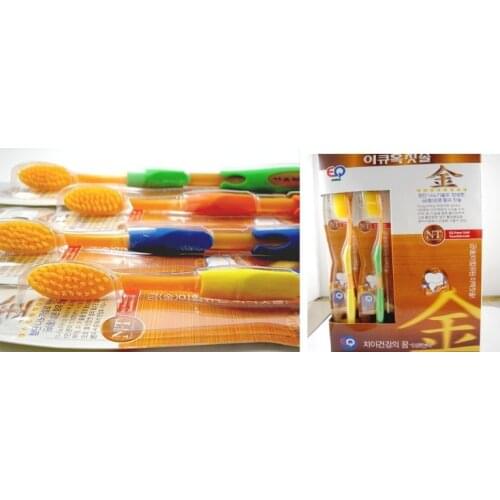 Yellow color Retail pack(4pcs) Hot selling eco-friendly nano bamboo Charcoal healthy dual adult toothbrush,dental care product