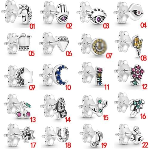 Anchor Pony Unicorn Stud Earring Cute Crystal Butterfly Earrings Men Demon Eyes Flower Earrings for Women Fine Jewelry Wholesale