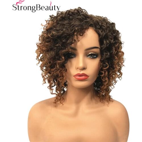 StrongBeauty Synthetic Wigs Medium Length Curly Wig Heat Resistant Women Hair