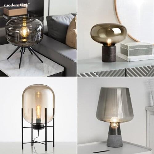 Modern led stone led glass tafellamp lampara de mesa bedside lamp
