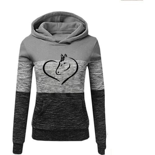 Hot Women Sweatshirts Autumn Winter Hoodies Long Sleeve Patchwork Hooded Pullover Casual Tops O-Neck Sweatshirt Female Outwear