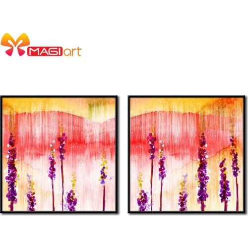 Cross stitch kits Embroidery needlework sets 11CT water soluble canvas patterns 14CT Flower painting Lavender field-NCMF046