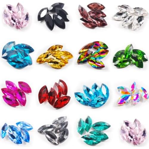 High quality 10 3 * 6mm 4 * 8mm horse eye color shiny crystal glass rhinestone gem DIY nail art manicure decoration accessories