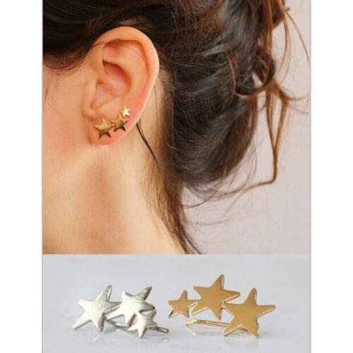 Genuine 925 sterling silver minimalist stunning teen girl young multiple silver earrings lady gift three star earring