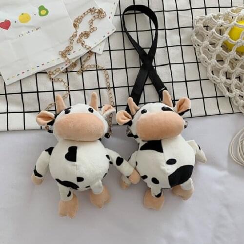 Women Messenger Shoulder Bags New Style Plush Cute Cow Pouch Female Chain Buckle Zipper Mini Bag Сумка Женская Сумка Через Плечо