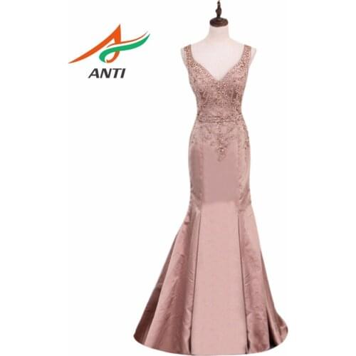 ANTI V-Neck Bling Bling Zipper Mermaid Evening Dress Long Party Elegant Vestido De Festa Fast Shipping Prom Gowns Abendkleider