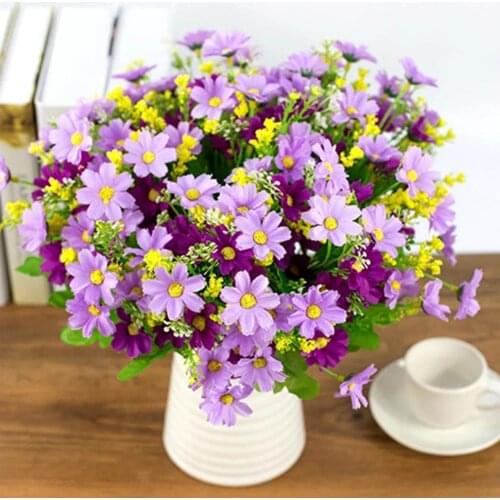 1 Bouquet 28 Heads Artificial Mini Daisyed Silk Cloth Flower Sweet Wedding Party Decor For home decoration accessories