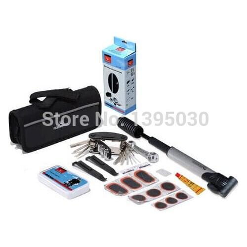 10Pcs/Lot Bicycle Tyre Repair Multifunctional Tool Set Kit with mini portable Pump