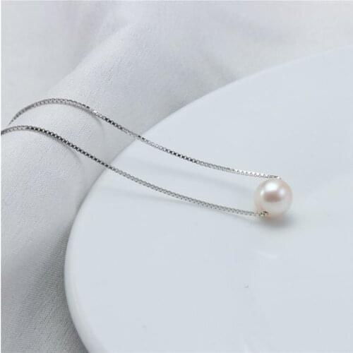 100% Real Cultured Round Freshwater Pearl Necklace Single Pearl S925 Silvers Necklace,Fashion Ladys Birthday Party Gift Jewelry