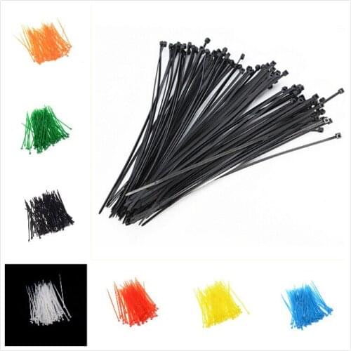 100pcs Wire Self-Locking 100mm Black Nylon Plastic Cord Strap Plastic Zip Trim Wrap Cable Loop Ties Network Cable Wire Zip Tie