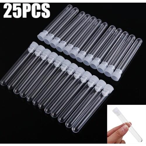 25Pcs/Set Plastic Test Tubes With Cap 15x100mm Clear Vials Lab Test Tube U-shaped 12ml For School Laboratory Supplies