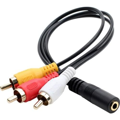 3.5MM 3 pole female socket to 3RCA male plug AV cable DC3.5 video audio cable to Lotus 3RCA For TV Box DVD CD Computer 0.25M