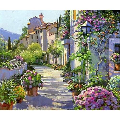 A7284 landscape garden cross stitch Oil painting girl 11/ 14ct /16/28/27CT cloth cotton thread embroidery DIY handmade