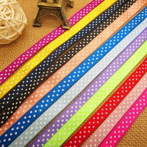 Free shipping 3/8" 10mm Polka Dots Grosgrain Ribbon -Free Shipping,12 color mixed