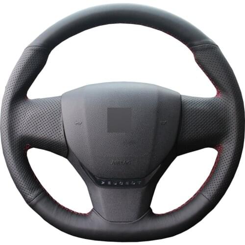 Black PU Faux Leather Steering Wheel Cover for Citroen C3 C3-XR 2015-2019 C4 2016-2019 Peugeot 408 2014-2019 Traveller 2016-2019