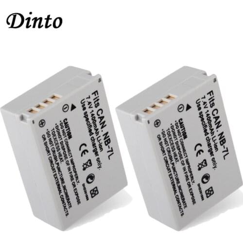 DINTO 2pcs NB-7L NB7L NB 7L Rechargeable Battery 1400mAh 7.4V Camera Batteries for Canon Powershot G10 G11 G12 SX30IS