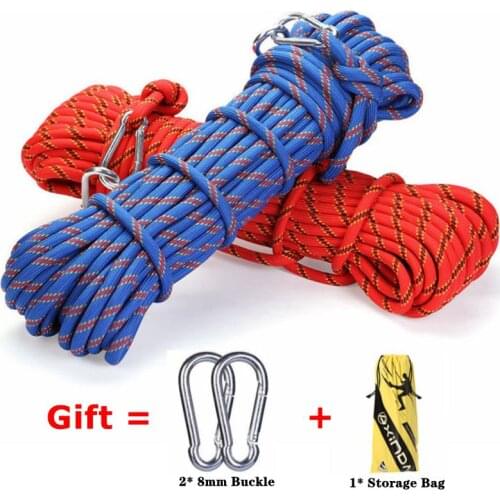 Outdoor Climbing Rope 10m-30m Emergency Rope Wear Resistant 10mm Diameter High Strength Survival Paracord Hiking Accessory Tool