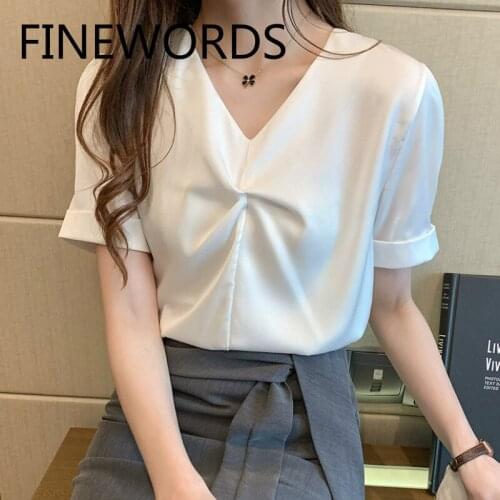 Блузки с коротким рукавом FINEWORDS China At AliExpress