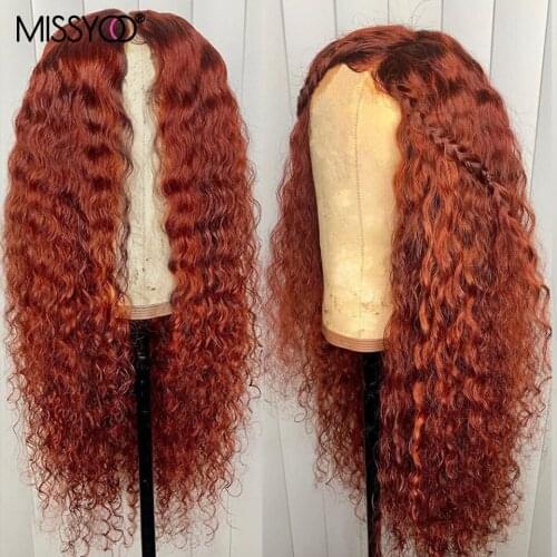Ginger Wig Orange T Part Lace Front Human Hair Wigs Remy Curly Deep Water Wave Wig Glueless Pre Plucked With Baby Hair for Women