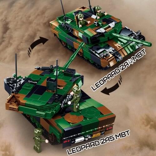 766Pcs WW2 Army Military Leopard 2A5 MBT Tank Model Assembly Bricks Soldiers Building Blocks Sets Educational Toys for Children