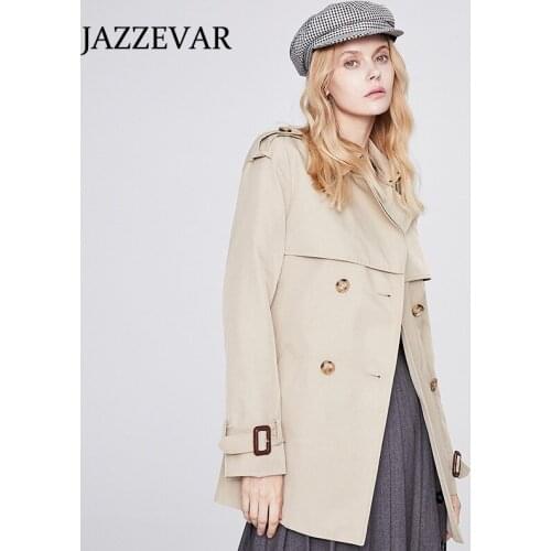 JAZZEVAR French windbreaker jacket 2021 autumn and winter new ins womens womens large womens double-breasted short coat women
