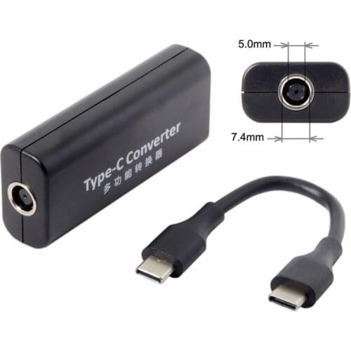 Lenovo Ultra slim DC 7.4*5.0mm Jack Input to USB3.1 USB-C Type-C Power Plug Charge Cable 45w for Macbook Laptop Phone