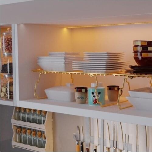 Bino Multi-Purpose Bathroom Kitchen Cabinet In Wardrobe Organizer, Organizer, Wardrobe In-Shelf Organizer, Gold