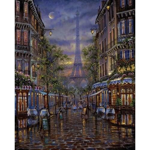 Embroidery Cross Stitch Kits Needlework Summer in Paris Tower Scenery Crafts 14CT Counted Unprinted DIY Arts Handmade Decor