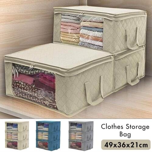 3 Piece Set Home Storage Foldable Bag Non-woven Fabric Bedding Pillows Quilt Storage Bag Clothes Storage Organizer Box Bedroom