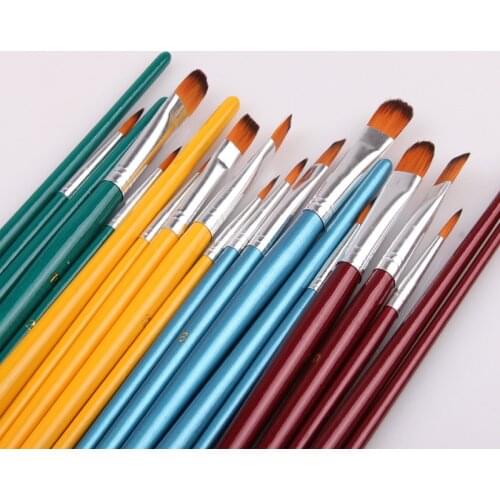 5 pcs head nylon hair brush sets watercolor acrylic panit brush level peak/Nail round/Hook line art painting tools set for child
