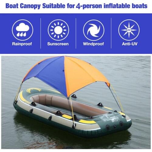Inflatable Boat Dinghy Awning Fishing Shade Cover Sun Canopy Boat Sun Shade Shelter 4 Persons Folding Top Shade Cover For Boat