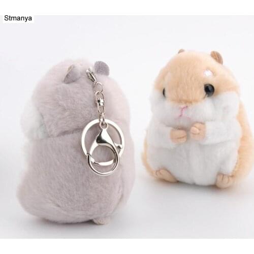 NNew Hamster PomPom Key Chain Women fluffy Bunny Hamster Toy Doll Bag Keychain car Key Ring Monster Jewelry Gift K1250