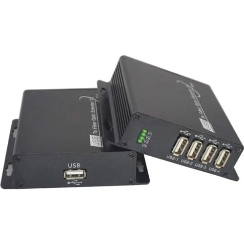 One pair 250m(820ft) USB Extenders 1x4 USB Data Over Fiber Optic Media Converters for Camera Printer Scanner